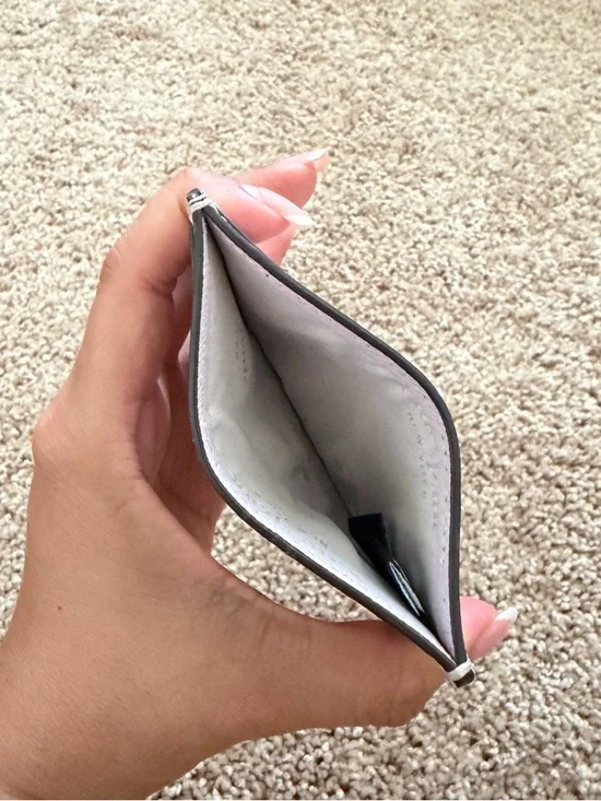 Kate Spade- Light Lilac Saffiano Leather Card Case with Gold Logo - Picture 4 of 4